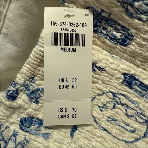 NWT Abercrombie Linen-Blend Wide Strap Mini Dress Mediterranean Greek Print - Picture 4 of 7